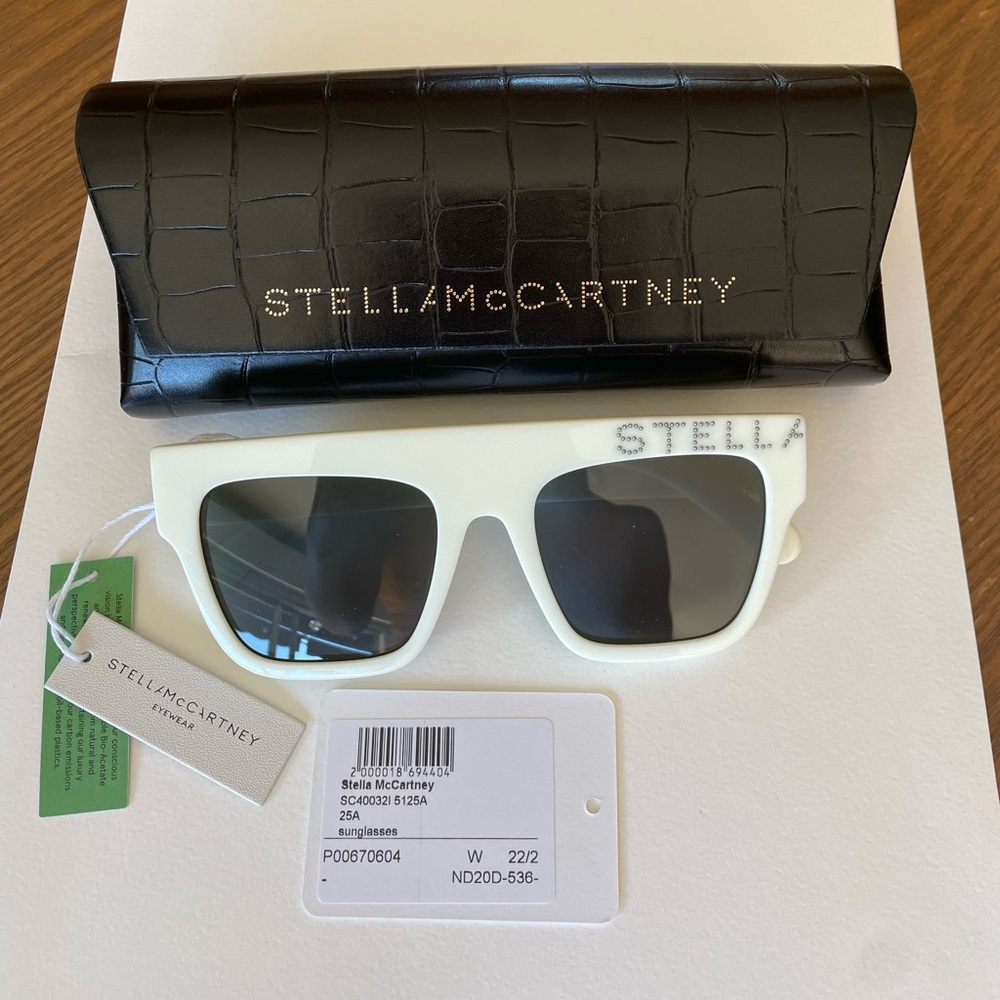 STELLA MCCARTNEY Studded Logo Square Bio-Acetate Sunglasses